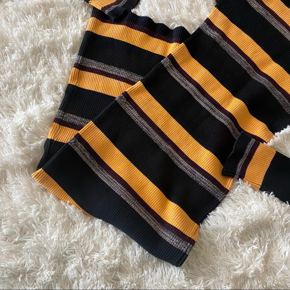 Scotch & Soda Black Yellow Multi Stripe Ribbed Knit Women Midi Sweater Dress - Picture 5 of 6